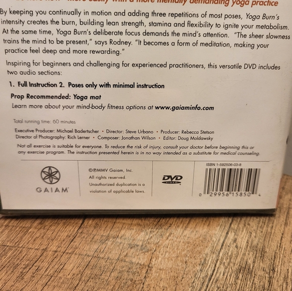 🌟3 for30🌟 Yoga Burn (DVD, BRAND NEW) Challenge Your Body & Mind / Gaiam - Picture 2 of 4